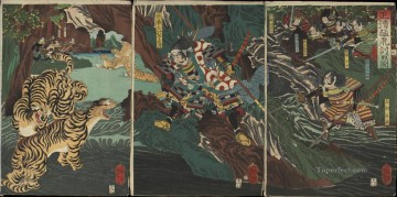 Tsukioka Yoshitoshi Painting - kato kiyomasa hunting tigers in korea during the imjim war Tsukioka Yoshitoshi
